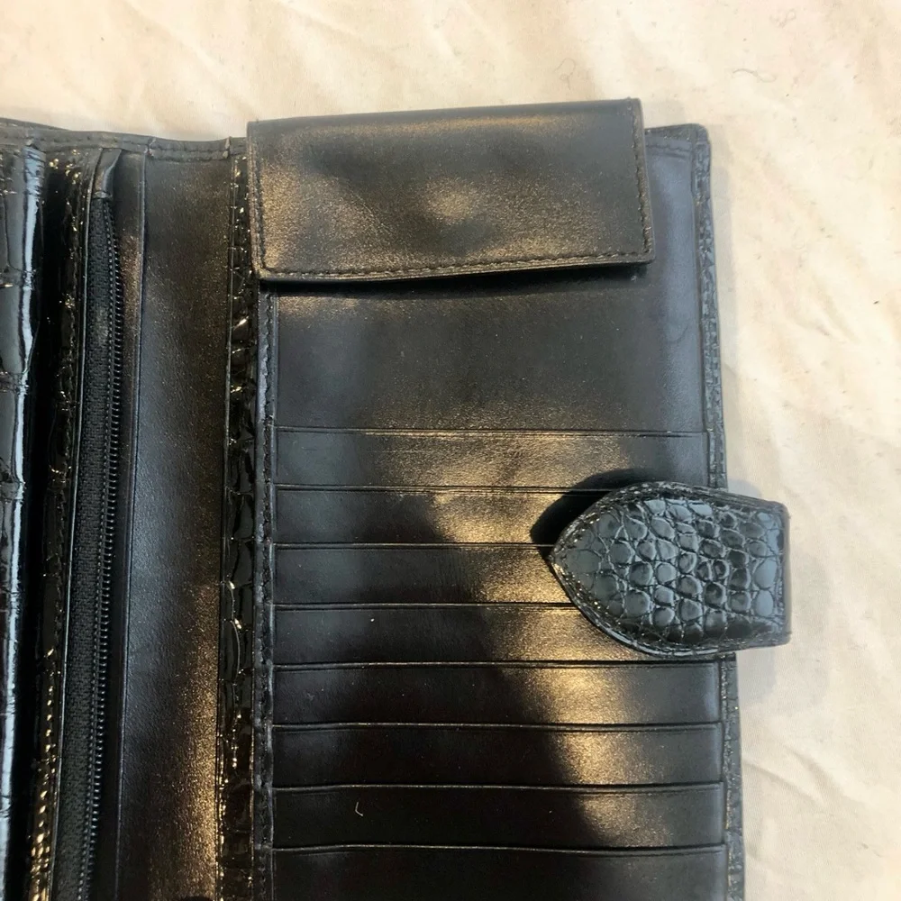 Women's long Alligator wallet black - Made in Italy - Picture 6 of 12